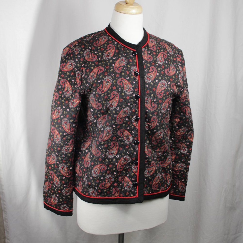 Vintage GrannyCore Boxy Quilted Paisley Blazer Jacket Sz M